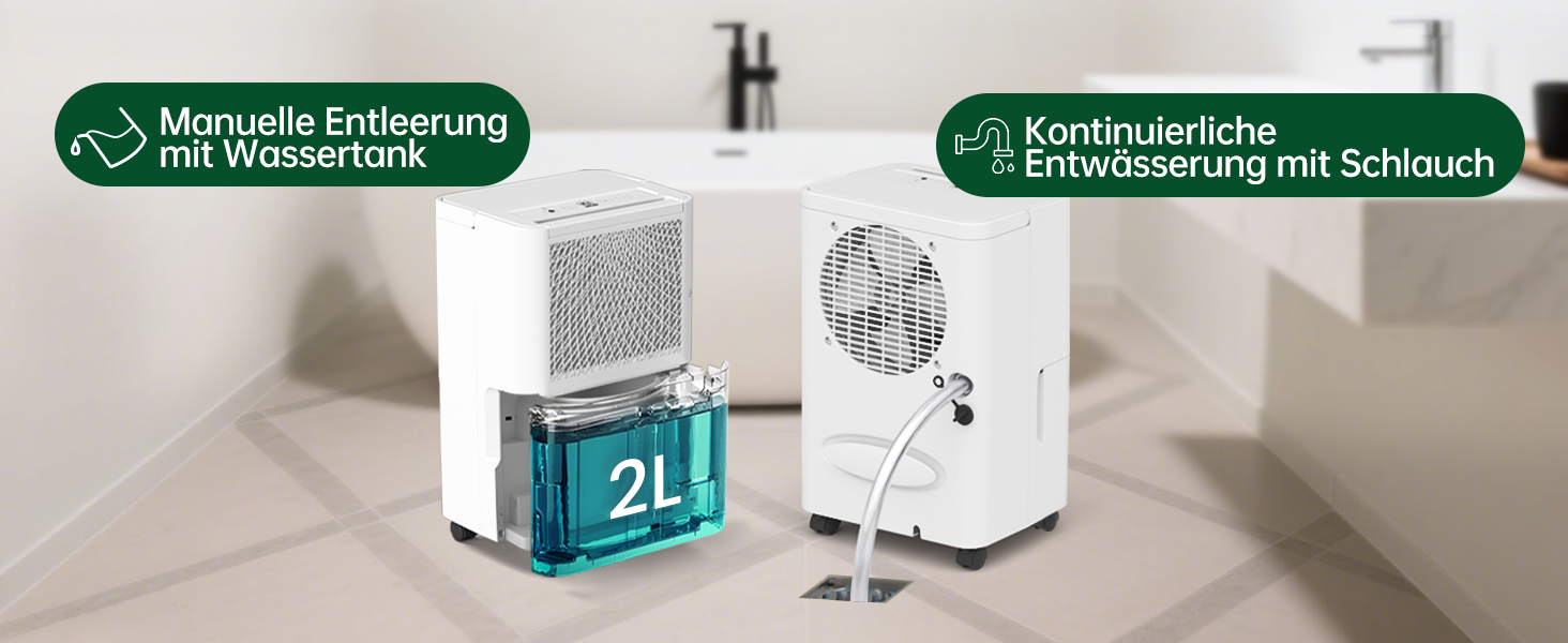 Електричний осушувач повітря PHILODECO 10л/день з режимом сушіння, 2л бак, таймер 24г, автовимкнення, ролики та ручка для підвалу, ванної, спальні