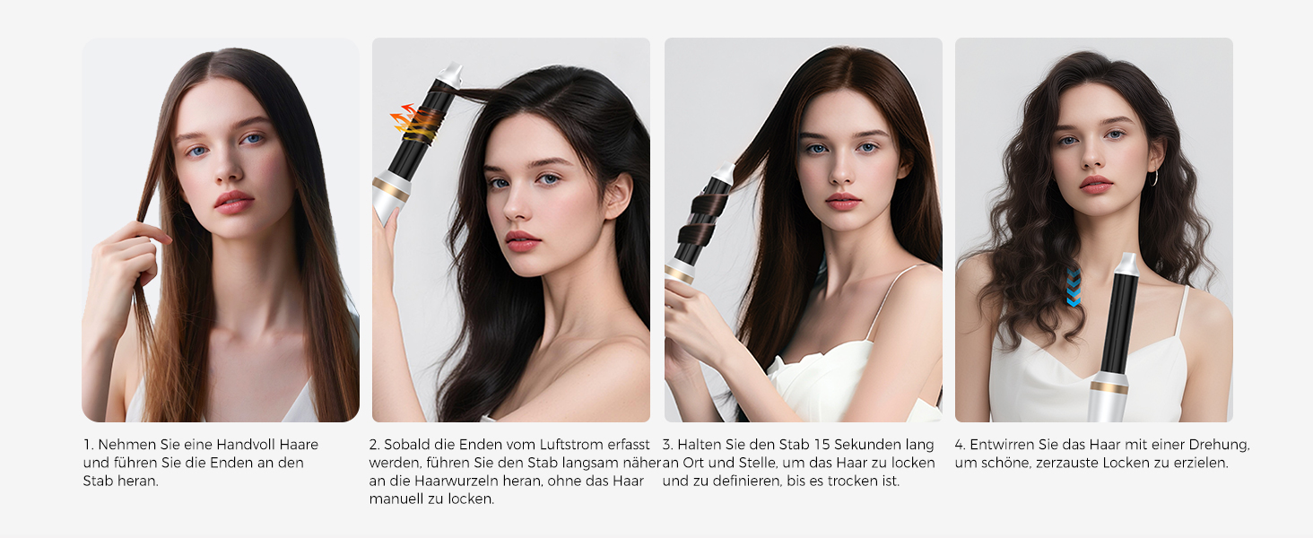 UMIGA Airstyler 5-в-1: Фен-щітка, випрямляч, плойка, об'ємна щітка для волосся 1000W, 3 режими нагріву, рожево-білий