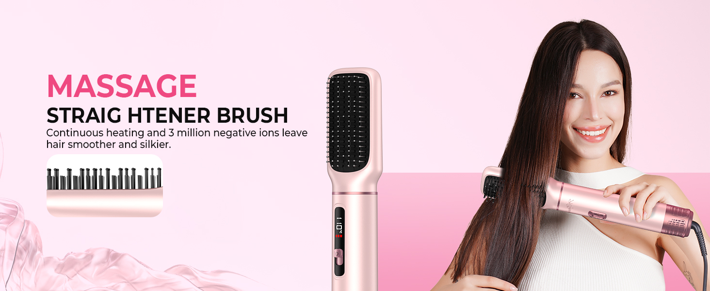 Atopskins Airbrush Haarstyler 5-в-1: Фен-щітка, стайлер для волосся з гарячим повітрям, випрямляч, плойка (Червоний)