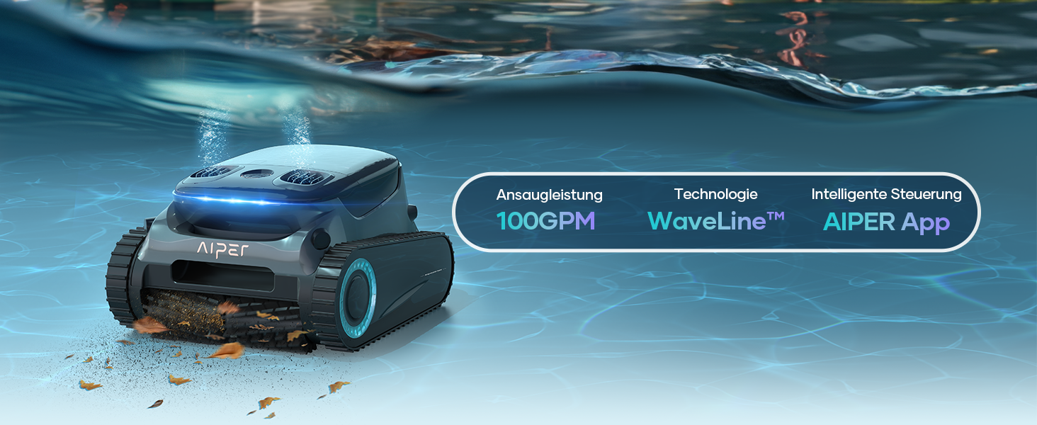 Робот-пилосос для басейну AIPER Scuba S1 Pro: автоматичне очищення дна, стін та водної лінії, розумна навігація, акумулятор до 180 хвилин, для басейнів до 200 м²