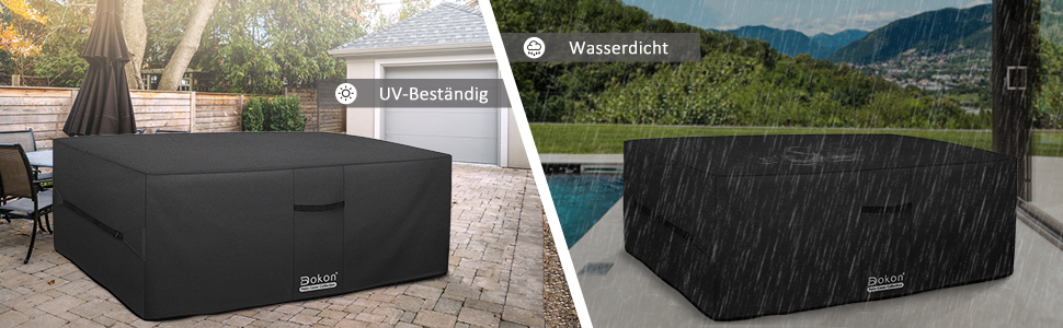 Водонепроникна та вітростійка чохол для садово-патіо меблів Dokon, 242x162x100 см, чорний