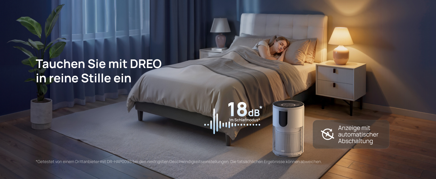 Очищувач повітря DREO для спальні до 55 м², HEPA-фільтр 3-в-1, CADR 269 м³/год, датчик PM2.5, монітор якості повітря, низький рівень шуму 18 дБ, Wi-Fi та підтримка Alexa