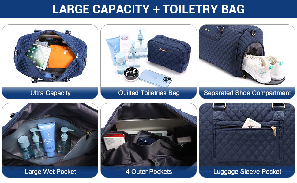 Спортивна сумка OVEVOOK для подорожей, жіноча, Weekender, сумка для вихідних, Kiniktasche, сумка для пологів з косметичкою, відділення для взуття та мокрого одягу, водонепроникна, Gym Bag, ручна поклажа для авіаперельотів, чорна (L, Морська хвиля)