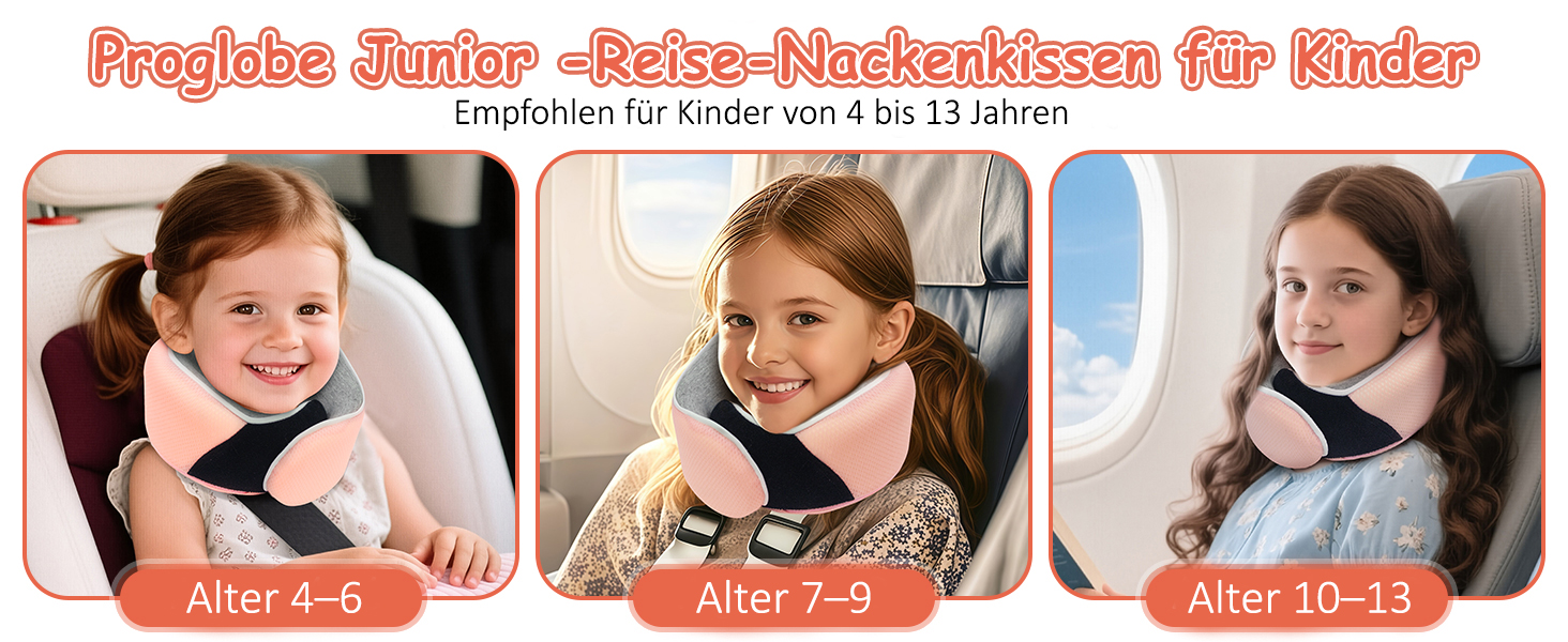 Подушка для шиї ProGlobe, 100% Memory Foam, ортопедична, для подорожей (літак, авто, поїзд), з маскою для сну, сітчаста сумка (світло-рожева)