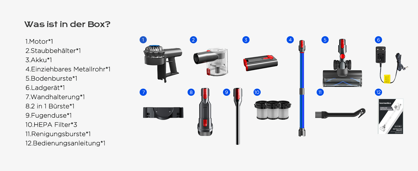 Бездротовий акумуляторний пилосос V15: 50 хвилин роботи, 40KPA, 450W, LED, для видалення шерсті тварин, темно-синій