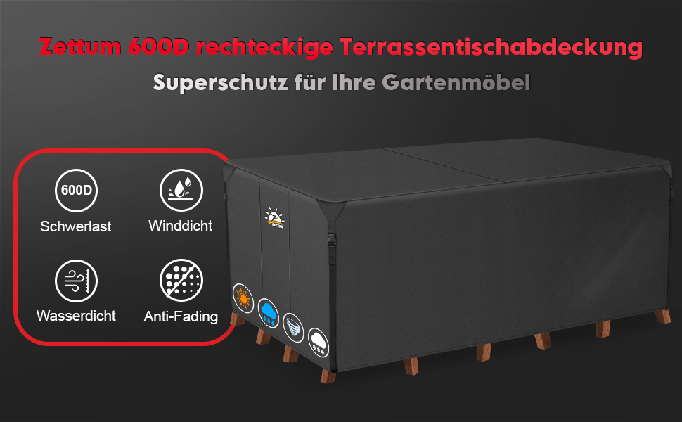 Чохол для садово-патіо меблів Zettum 160x135x73 см, водонепроникний, 600D Oxford, захисна накривка для саду та тераси