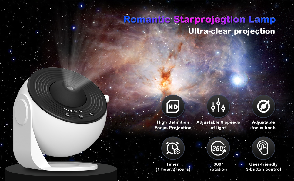 Проєктор зоряного неба Sternenhimmel: Планетарій для дітей та дорослих з 13 дисками, туманність, місяць, галактика - нічник