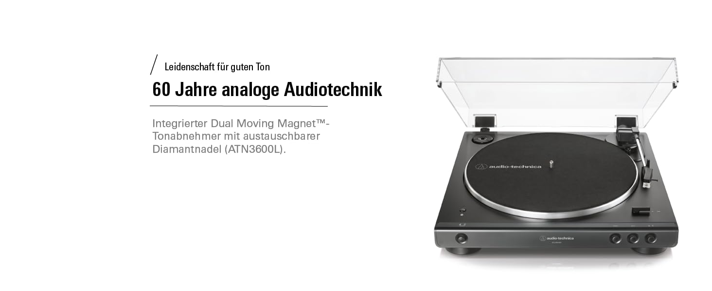 Програвач вінілу Audio-Technica LP60XBTBK з Bluetooth, повністю автоматичний, ремінний привід, стерео, чорний