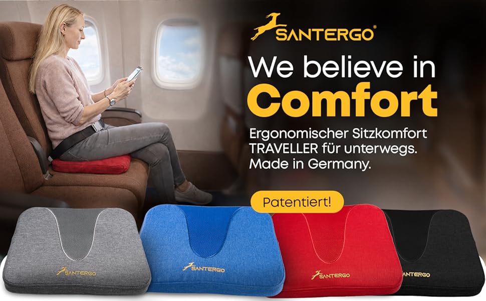 Ергономічна подушка для сидіння з піни Memory Foam (запатентована) для крісла, офісного стільця, автомобіля та інвалідного візка | Ортопедична подушка під спину, чорна