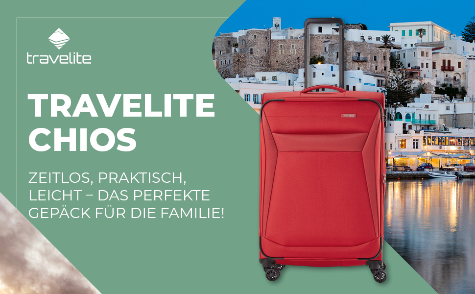 Набір валіз Travelite Chios: L/M/S, м'яка оболонка, ручна поклажа, червоний колір