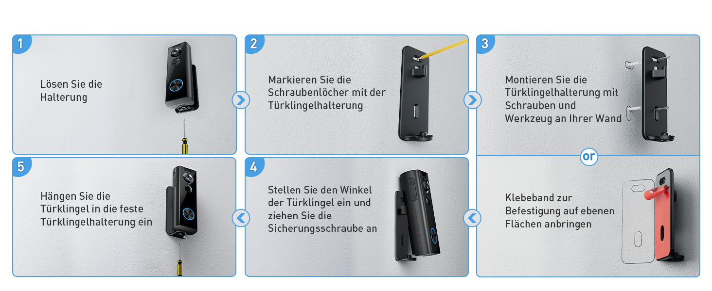 Відеодзвінок XTU з Wi-Fi, камера 4MP HD, бездротовий, з гонгом, PIR-датчик, нічне бачення, 2-сторонній аудіо, сумісний з Alexa, чорний