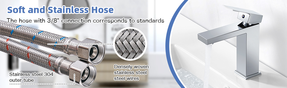 Змішувач для ванної кімнати на мийку, хромований, з висотою 164 мм, однорідний, з гарячою та холодною водою, G3/8