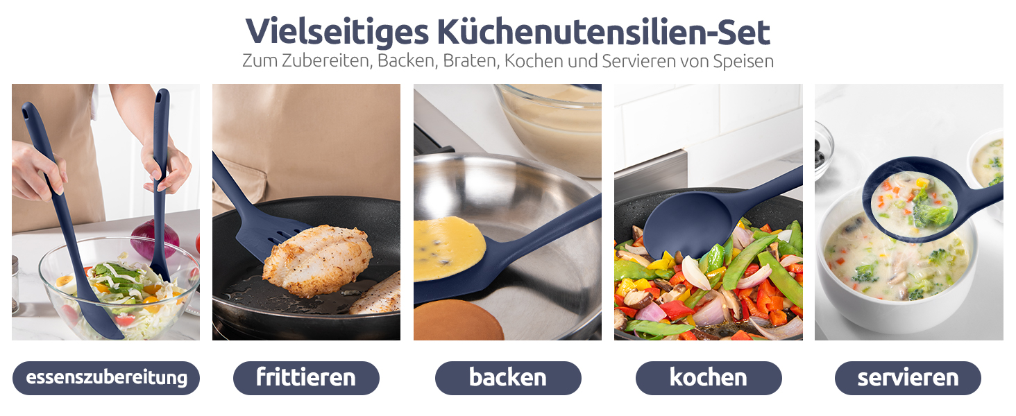 Набір кухонних аксесуарів U-Taste з силікону (5 шт.), стійкий до 315°C, BPA-free, антипригарне покриття, для приготування, перемішування, подачі