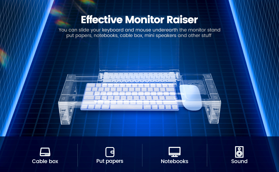 Підставка для монітора VAYDEER USB 3.0 з бездротовою зарядкою та передачею даних - чорна, до 32 дюймів