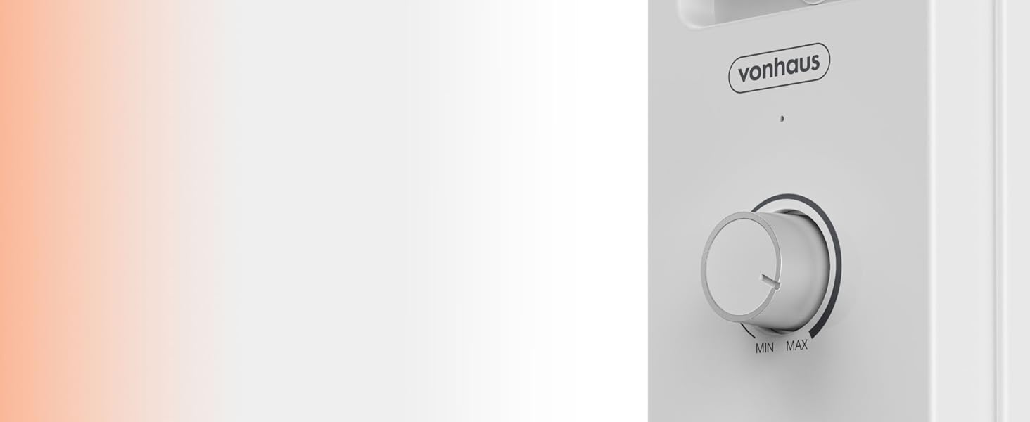 Масляний радіатор VonHaus 2.5 кВт з термостатом, білий (9 ребер)