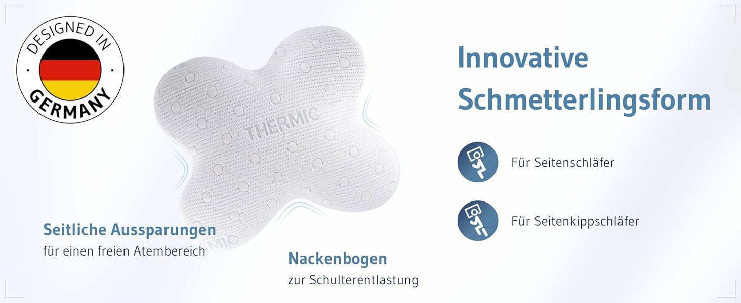 Ортопедична подушка для тих, хто спить на боці Acamar Thermic Ivory, комплект з чохлом, для профілактики болю в шиї, з піною з пам'ефекту, ергономічна подушка з термо-чохлом Acamar