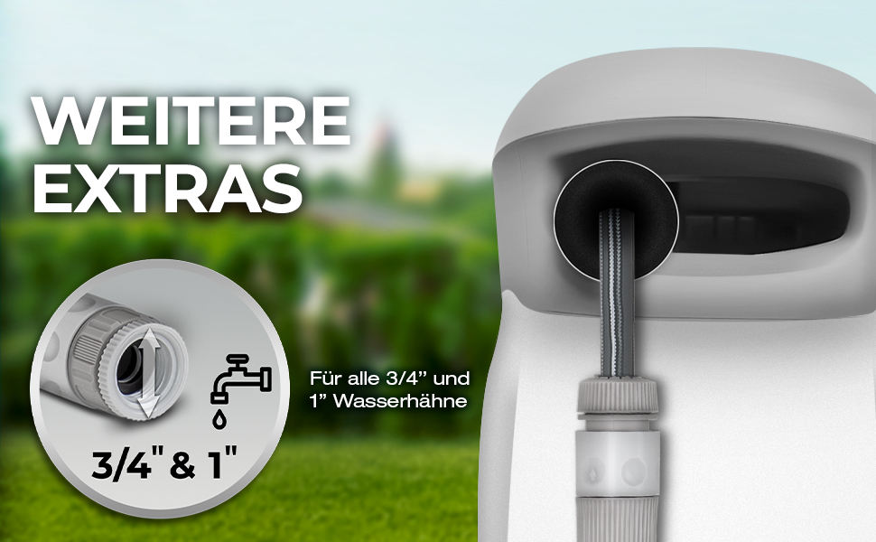 Трьохкамерний шланг TRESKO® з роликом для шланга, 30+2 м, з ручною лійкою, поворотний на 180°, для саду, автоматичний, з кріпленням для стіни та монтажним матеріалом