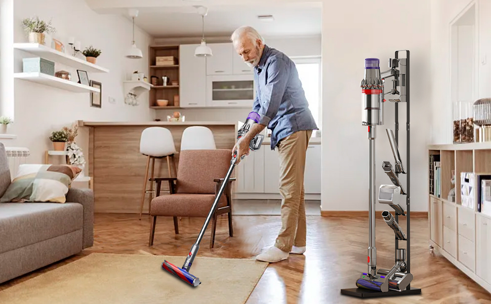 Підставка Foho для Dyson V6-V15, металева скоба, без свердління, рухома, пилосос і зберігання аксесуарів