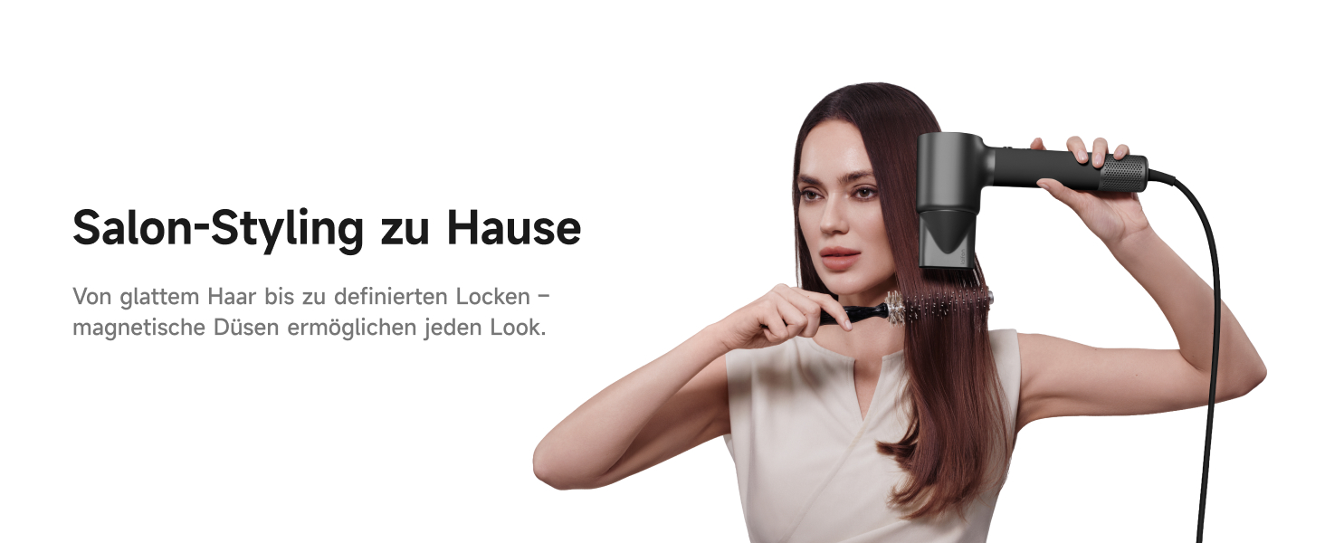 Фен для волосся Laifen Neo Special з безщітковим двигуном 110 000 об/хв, іонізацією 200 млн негативних іонів та інтелектуальним контролем температури, 2 магнітні насадки, колір Starlight Black