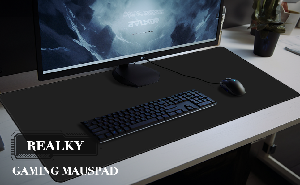 Килимок для миші ігровий RGB 900x400 мм XXL, вологостійкий, з підсвічуванням, чорний