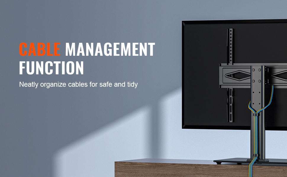 Стійка для телевізора VEVOR поворотна підлогова 32-85 дюймів, чорна. Регульована висота, скляна база. Для вітальні, спальні.