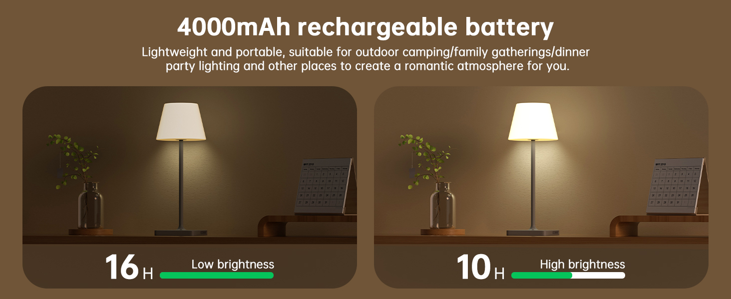 LED лампа настільна акумуляторна бездротова, диммувана, з тач-панеллю, 4000mAh, з функцією павербанку, вологостійка IP44, для дому та вулиці (сіра)