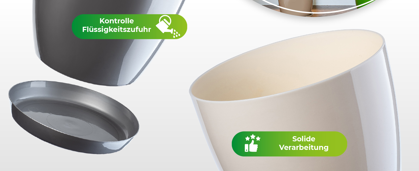 Набір горщиків для квітів KADAX (3 шт., 20 см, бежевий) – пластикові горщики для дому, підвіконня, кімнатних рослин та трав