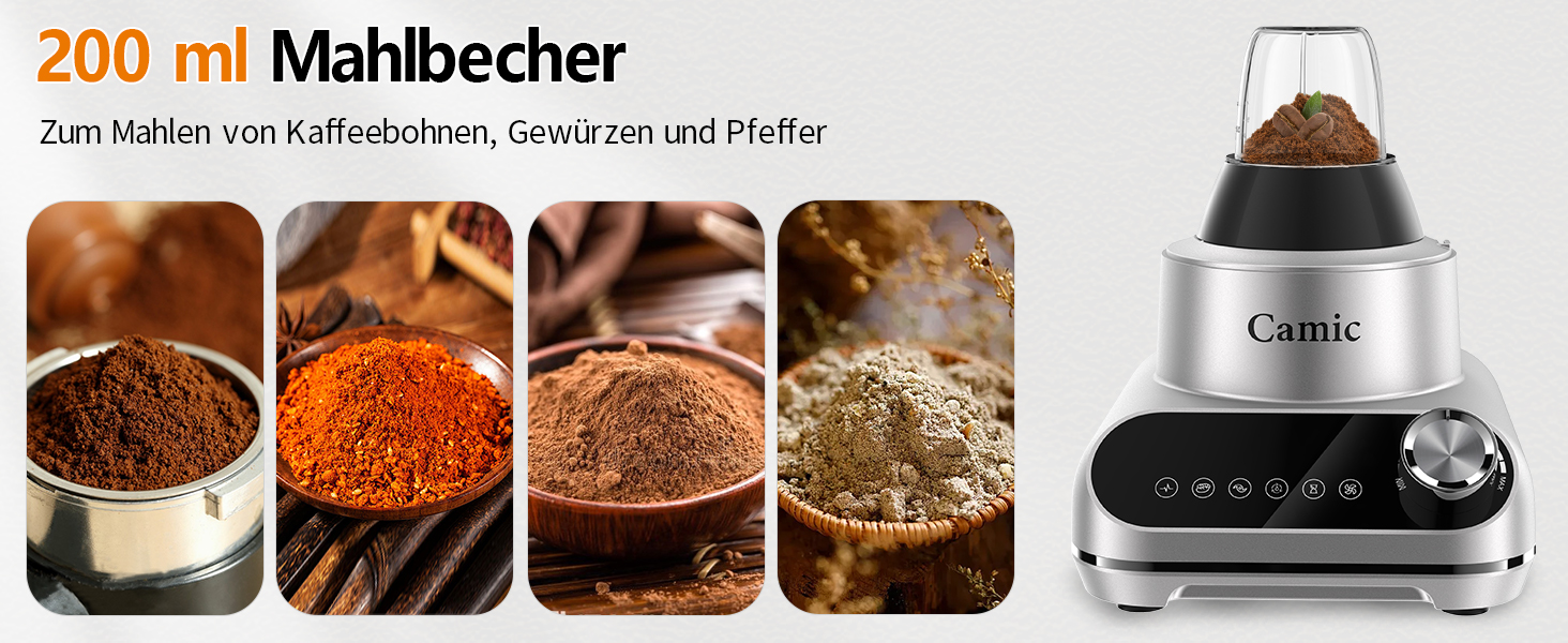 Кухонний комбайн Camic 1500W з мискою 2.5л, 6 програм, подрібнювач, нарізач, міксер – аксесуари, для дому (Silver-up)