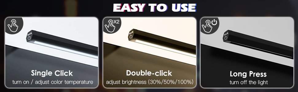 Лампа для монітора Anpro - світлодіодна стрічка з сенсорним керуванням, 3 колірні температури, регулювання яскравості, захист очей, сіра (7 кольорів)