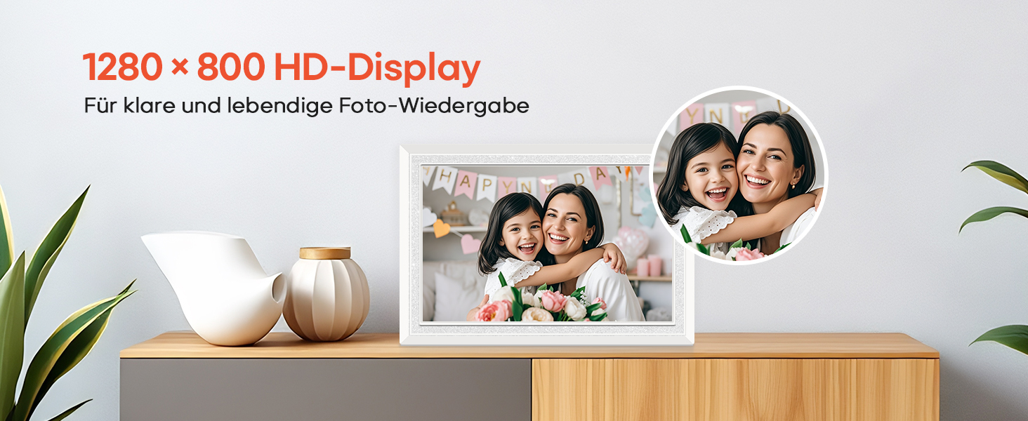 Frameo: Цифровий фоторамка 10.1 дюйма, HD 1280*800 IPS, сенсорний екран, 32GB, автоповорот, Frameo App