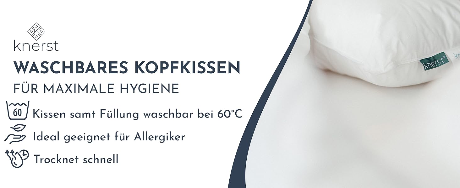 Подушка KNERST 40x60 см Зроблено в Німеччині - Подушка 40 x 60 проти болю та напруги в шиї - Постільна подушка для здорового та спокійного сну - Oeko-Tex - Подушка - Оббивка - Подушка для сну