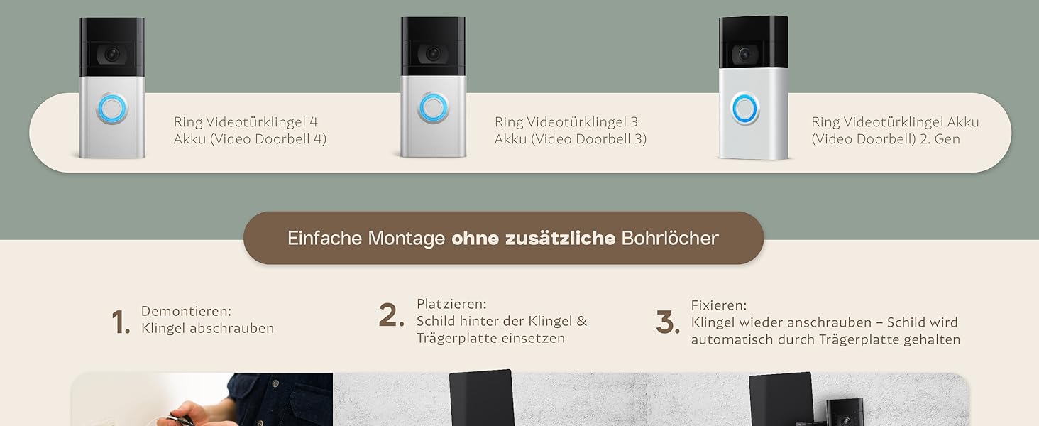 Персоналізоване дзвоник для Ring Doorbell 2, 3, 4 – акрилове табличко з іменем для поштової скриньки – табличка на двері з гравіюванням – прямокутна табличка для поштової скриньки
