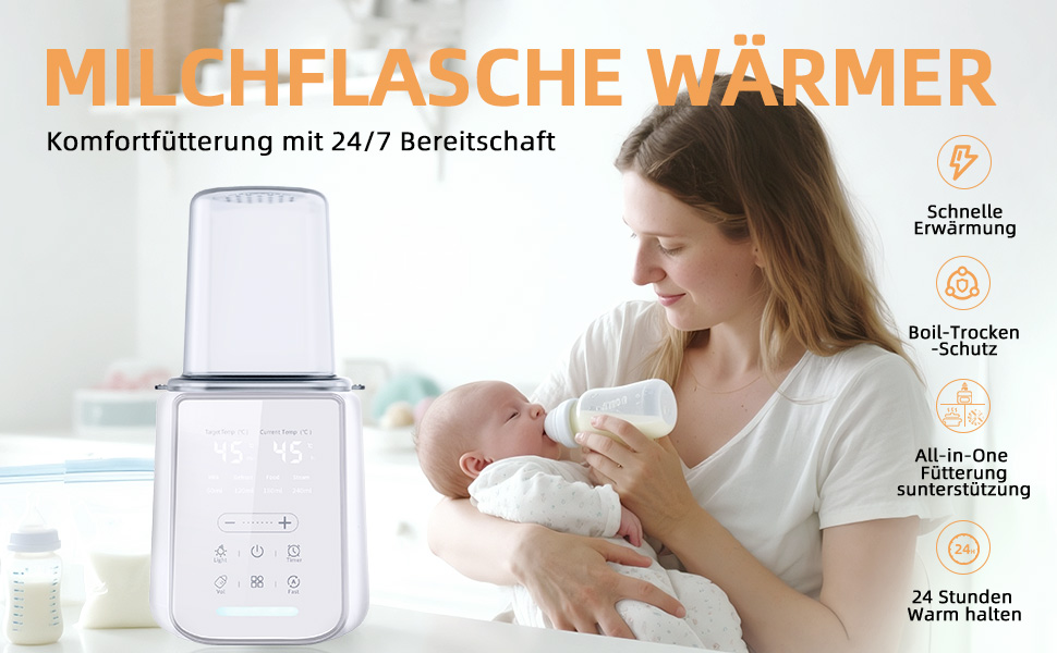 Портативний підігрівач для пляшечок, 500 мл – Швидкий нагрів за 3 хв, 24 год підтримки температури для сумішей та грудного молока (Сніжно-білий)