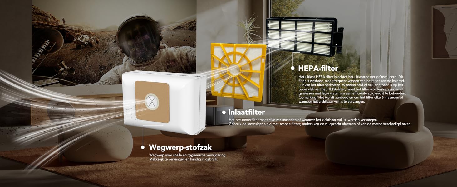 Пылесос Akitas C11 900W с мешком – сетевой шнур 7 м, радиус действия 10 м, тихая работа 70 дБ, с дополнительной насадкой для пола, регулируемая мощность всасывания, большой объем, для твердых полов и ковров