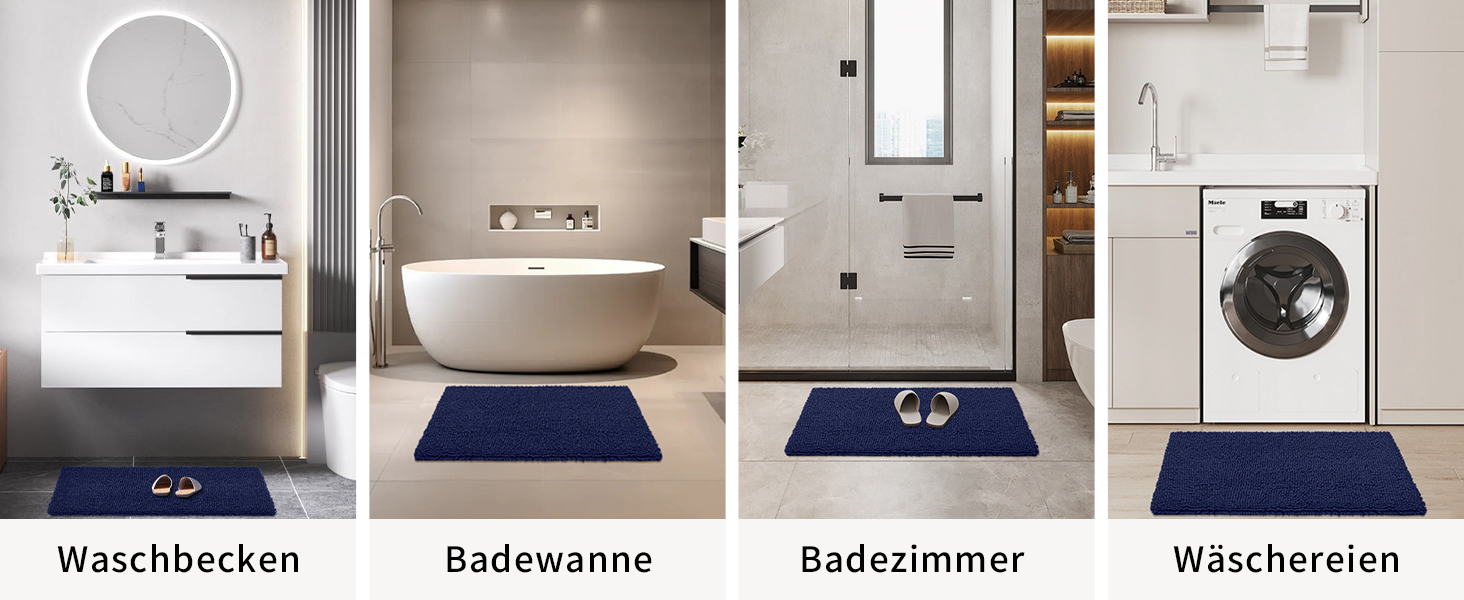 Килимок для ванної кімнати Homaxy, 60 x 120 см, мікрофібра, вбираючий, антиковзаючі, блакитний