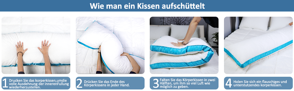 Подушка для сну Flanhorest з ефектом пам'яті для вагітних та годування, 130x43 см, біло-блакитна