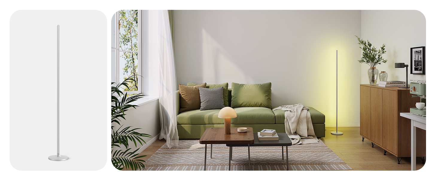 Govee RGBIC LED Торшер WiFi, Димування, Alexa/Matter, 16 млн кольорів, 85 режимів, Музичний режим, DIY, Чорний