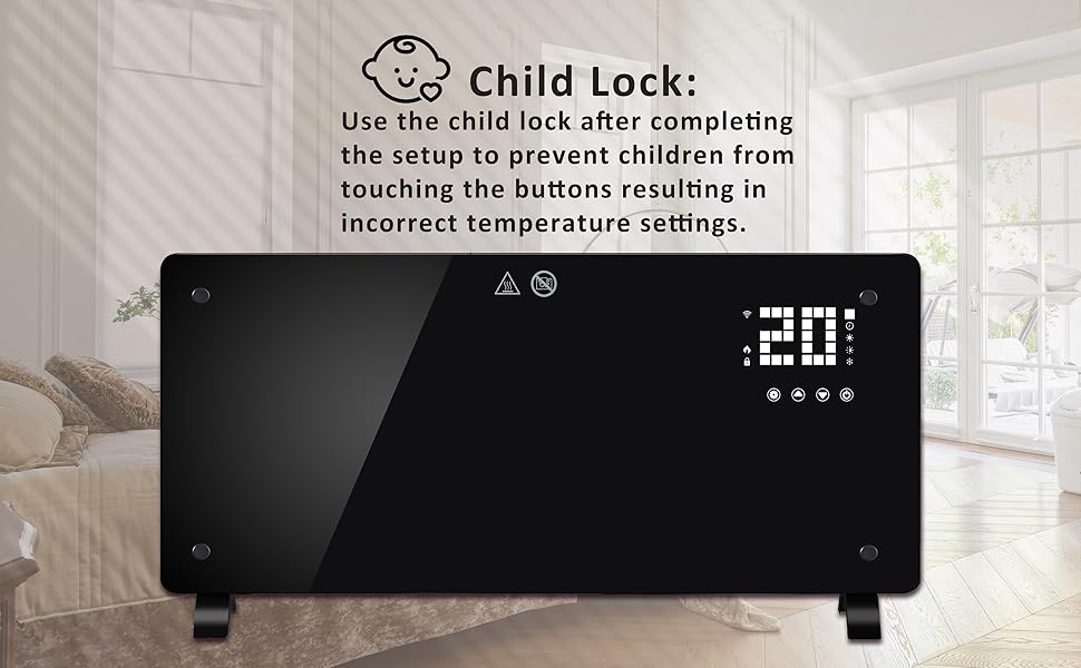 Конвектор DONYER POWER 2500W з Wi-Fi, чорний, настінний/підлоговий, таймер, пульт, 2.5 кВт