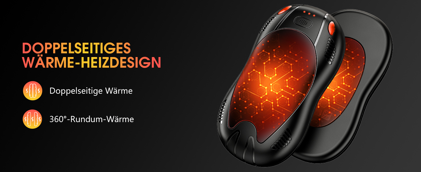 Електричні грілки для рук FANDLISS 10000mAh, 2 шт., з двостороннім нагрівом, USB, 3 режими, для кемпінгу та активного відпочинку