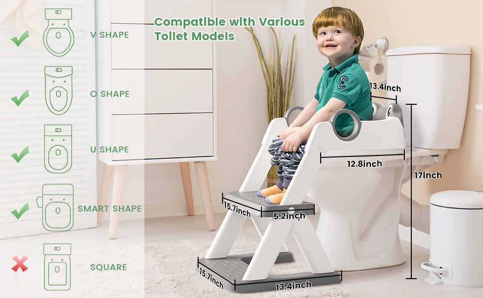 Унітаз-сходинки для дітей COOSEYA Frosch з драбинкою та сидінням для привчання до туалету, сірий (Gris Chiné 14)
