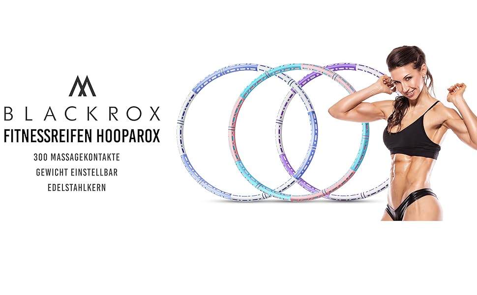 Фітнес-обруч BLACKROX HOOPAROX Adult Hula Fitness Hoop Інтер'єр з нержавіючої сталі Регульована вага Зменшення ваги 1,2-4 кг Обруч для початківців для фітнес-масажу для схуднення ФІОЛЕТОВИЙ & БІЛИЙ