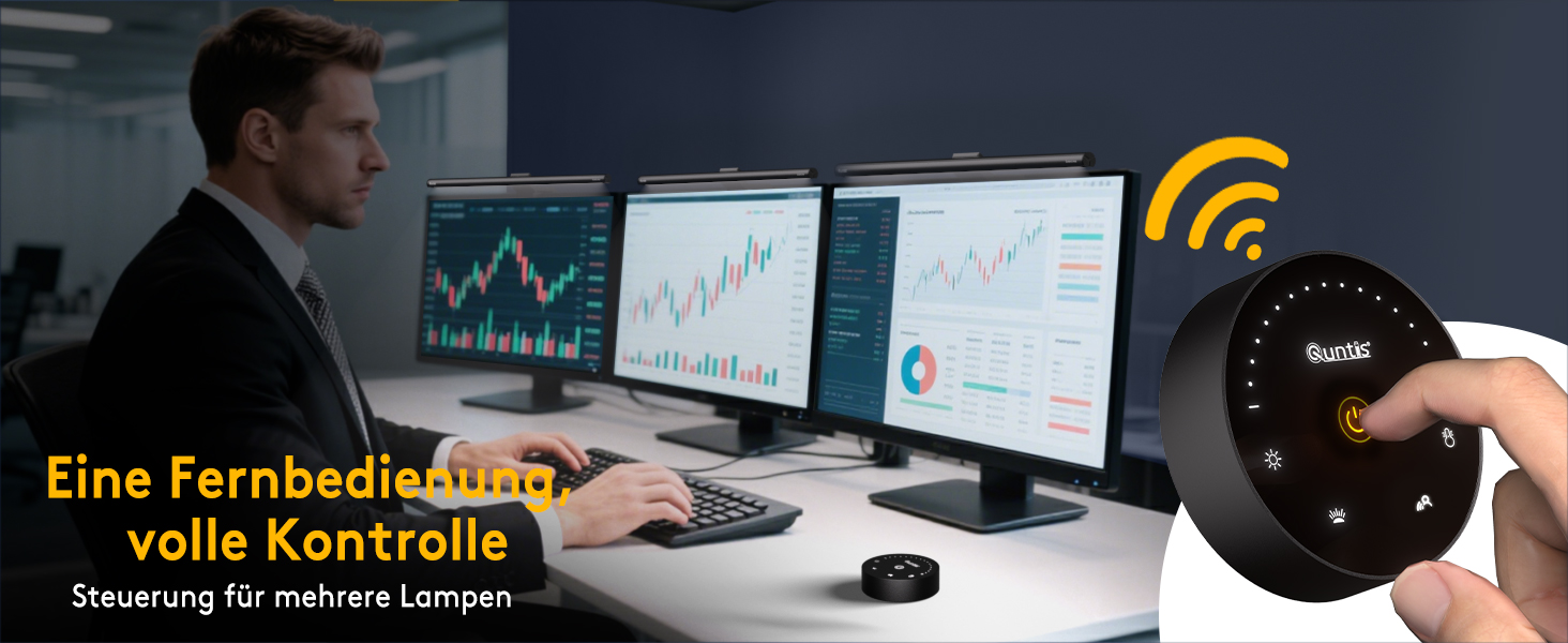 LED-лампа для монітора Quntis з радаром, авто вмикання/вимикання, пультом ДУ, 52 см, регулювання кольору та яскравості, таймер, захист від синього світла, USB-лампа для ПК