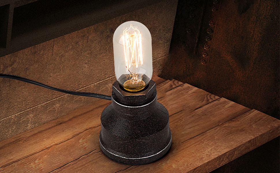 Настільна лампа XIHOME Vintage Steampunk, іржава, розетка E26, LED Edison, висота 3,5 дюйма