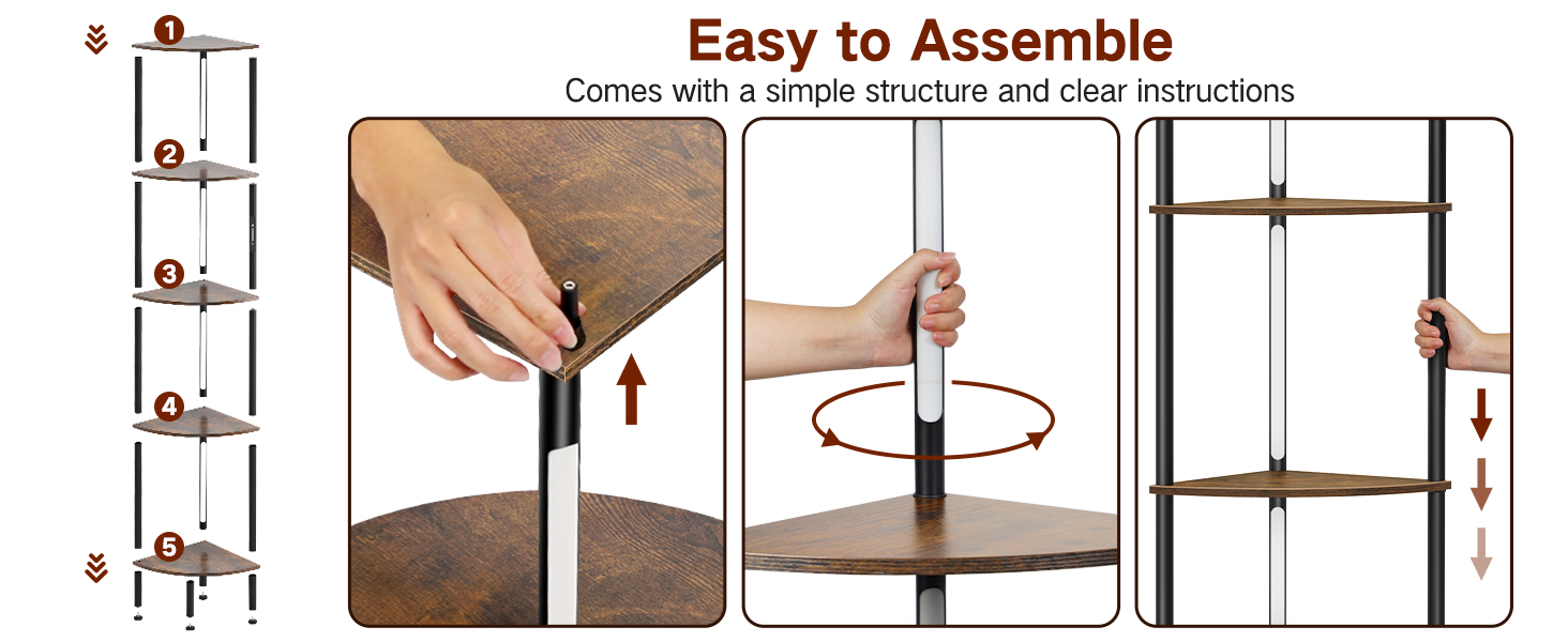 LED торшер з полицею, 3 режими світла, димування (сенсор/пульт), кутова полиця 5-рівнів, вузький книжковий стелаж для вітальні, спальні, офісу (білий)