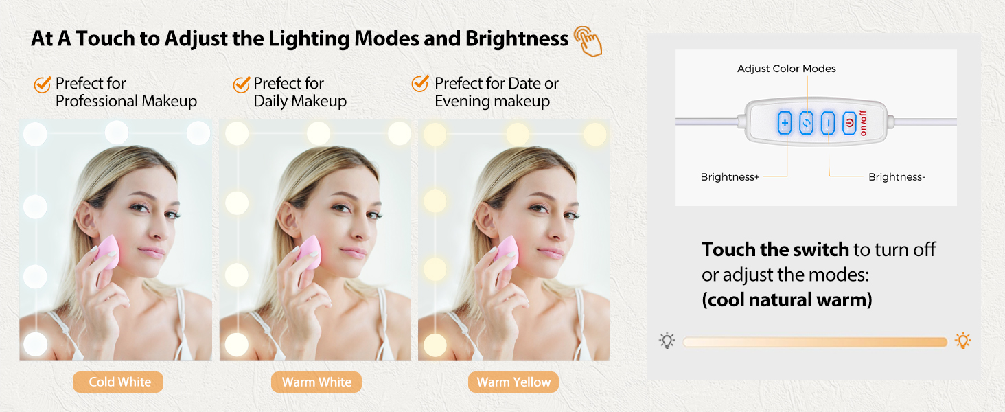 Великий туалетний столик ANWBROAD з LED-підсвіткою (3 кольори), розетками, дзеркалом та 8 висувними ящиками. Сучасний дизайн, колір - білий, розмір 150x135x40 см. Модель BDT67W