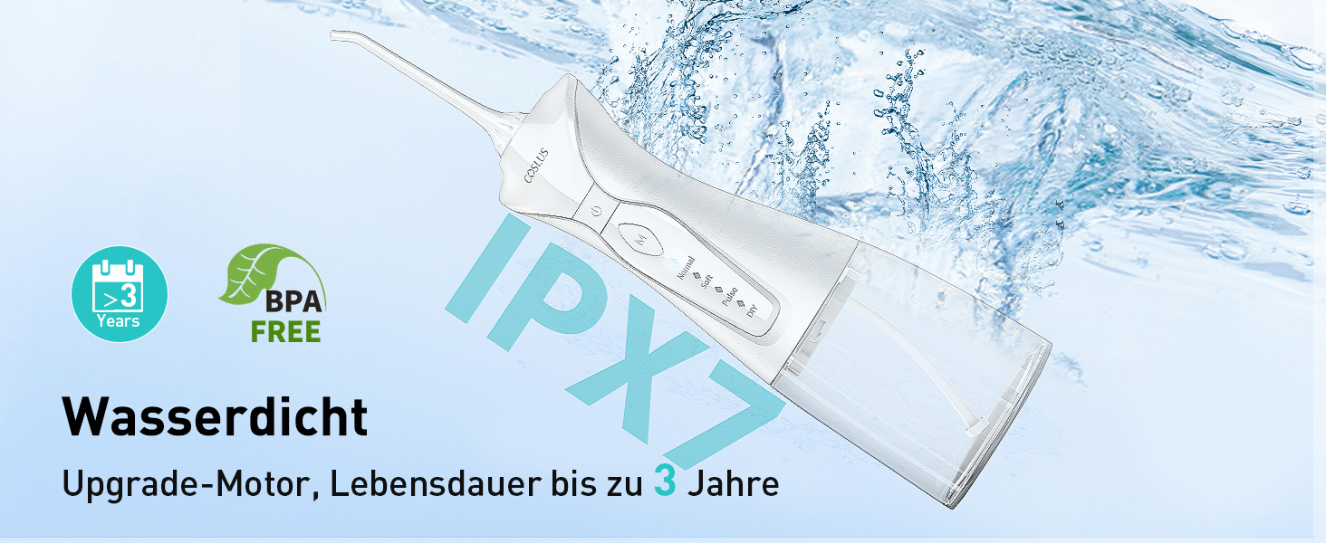 COSLUS Бездротовий електричний іригатор для рота: 4 режими, портативний, 300 мл резервуар, тестер-переможець, легкий у використанні, скребок для язика, догляд за зубами, для подорожей, світло-зелений (білий)
