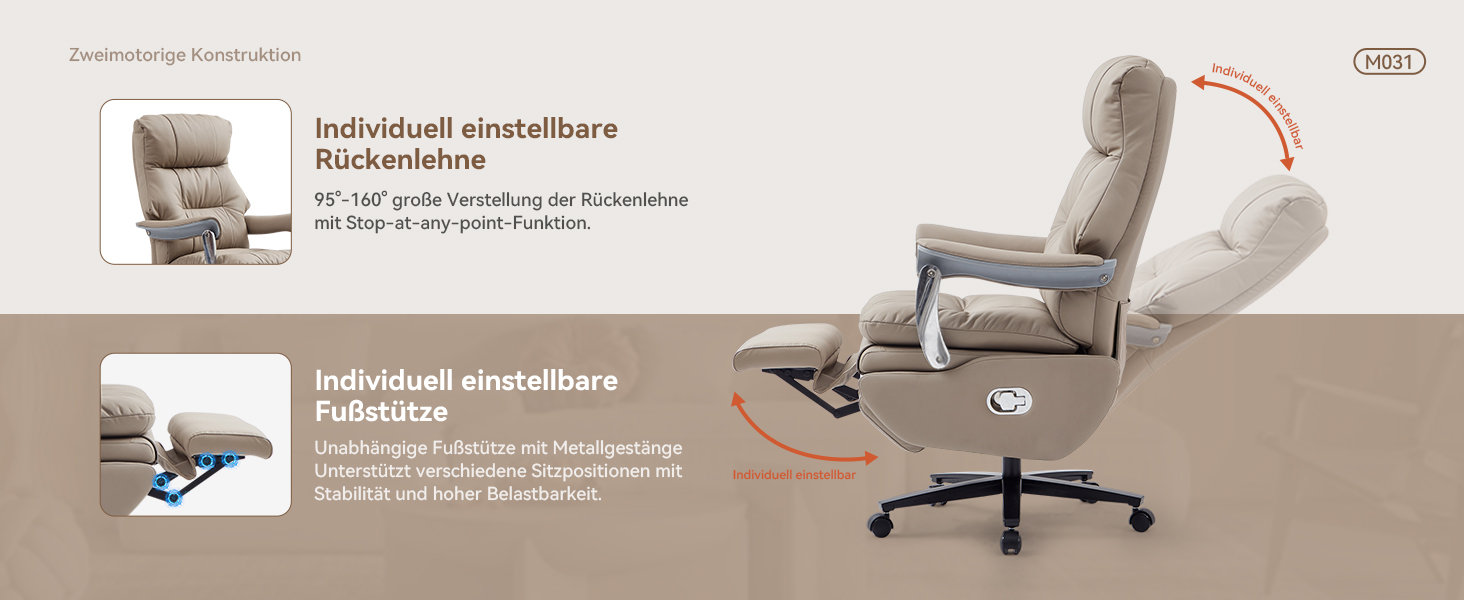 Крісло для офісу EMIAH з масажем, ергономічне електричне крісло з підніжкою, велике крісло для комп'ютера, крісло Zero Gravity, крісло-реклайнер для дому (Хакі), еко-шкіра