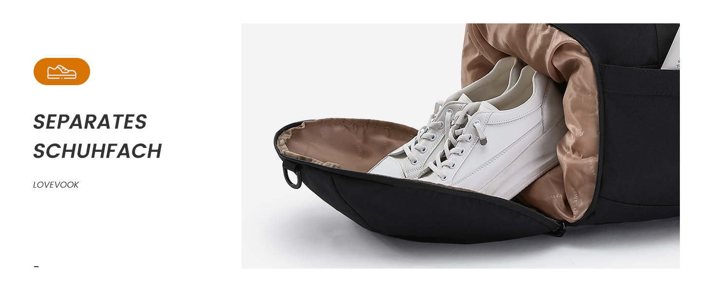 Спортивна сумка LOVEVOOK для жінок та чоловіків, велика сумка для тренувань та подорожей, 45L, з відділенням для взуття та мокрих речей, водонепроникна, з функцією рюкзака, чорна (51x28x32 см)