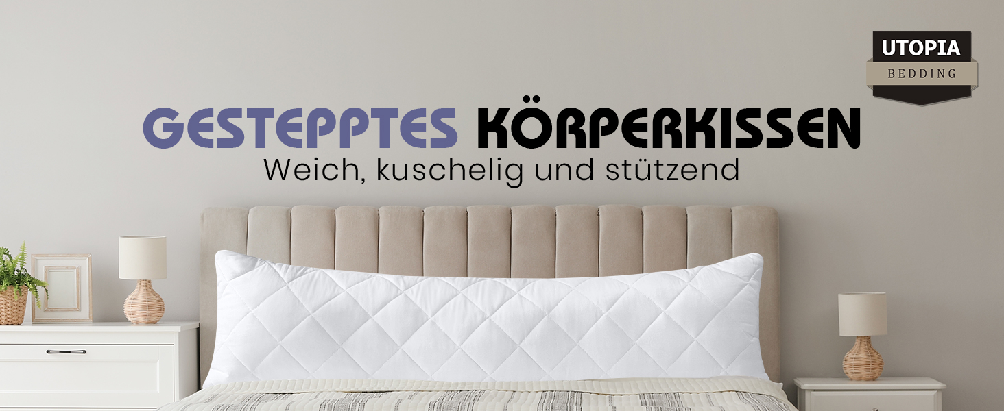 Подушка для вагітних та сну Utopia Bedding, стегана подушка-обіймашка для сну на боці, м'який поліестер, 40x145 см, біла