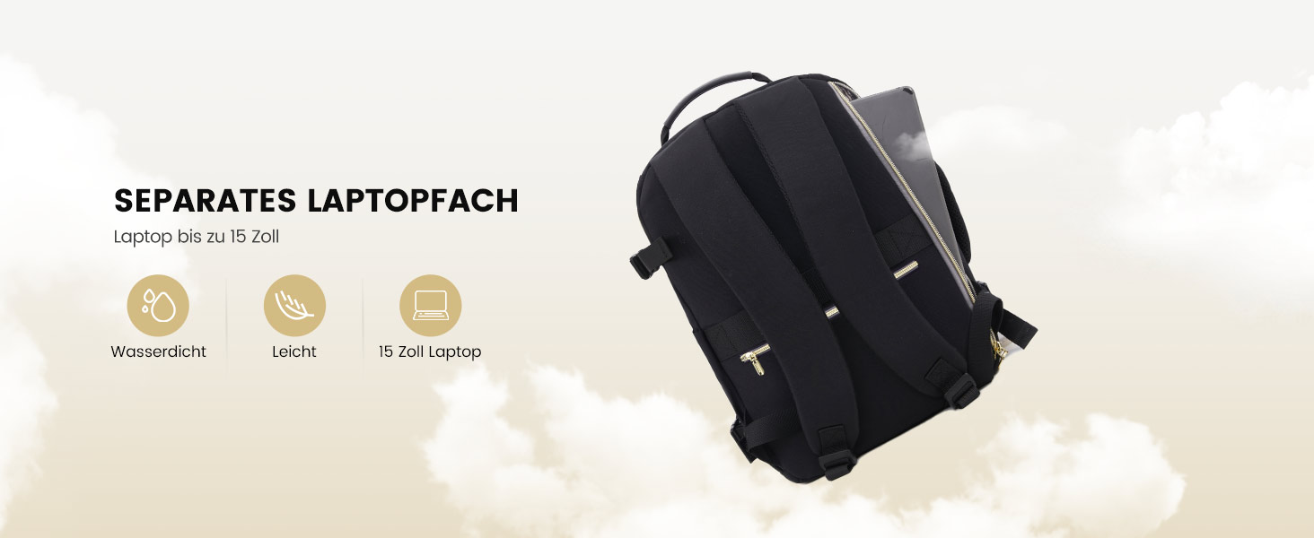 Рюкзак LOVEVOOK для ручної поклажі Ryanair (40x20x25 см), для ноутбука 13.3 дюйма, чорний, підходить для Eurowings, Wizz Air